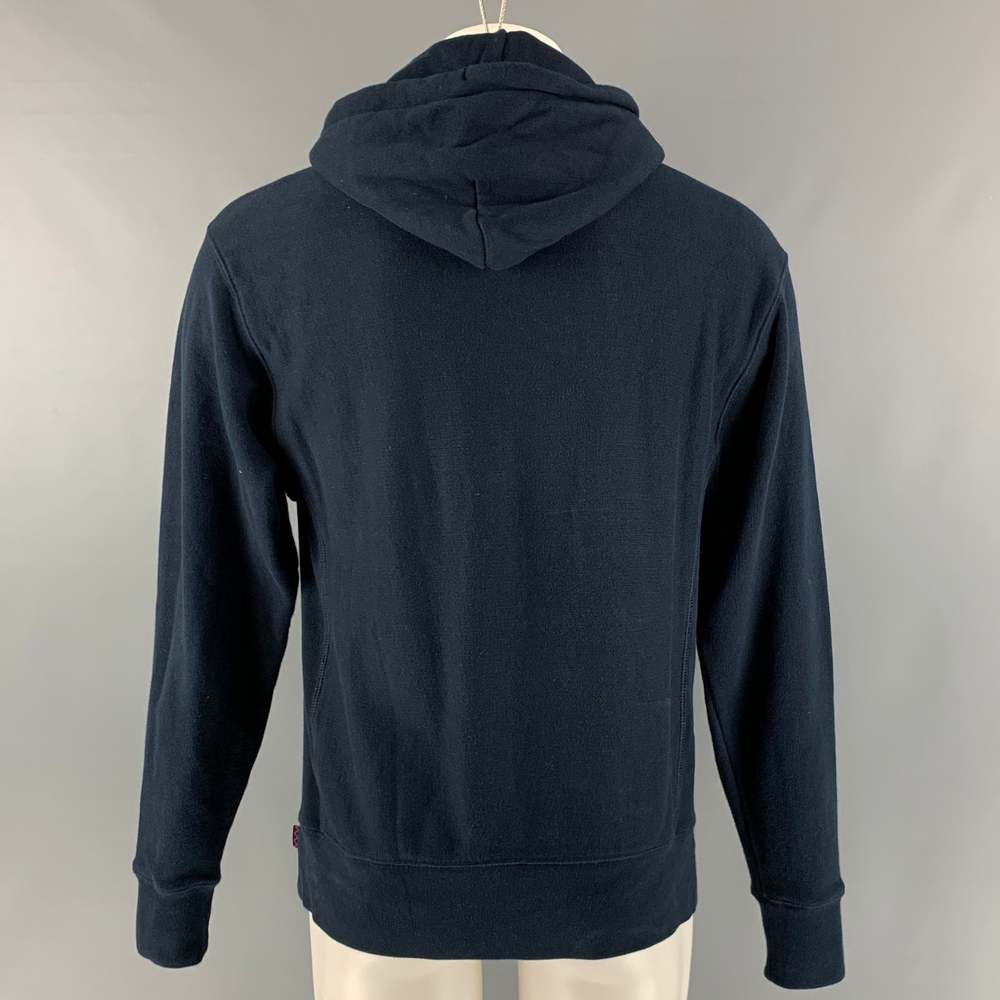 ROWING BLAZERS Navy White Logo Cotton Hooded Sweatshirt - Picture 3 of 6